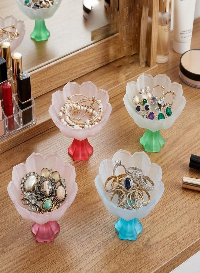 Blushtier مجموعة بلاشتير المكونة من 4 قطع من أطباق المجوهرات المزينة بالزهور، حامل خواتم، صينية مجوهرات، طبق، وعاء للأقراط والخواتم والقلائد والمفاتيح، منظم، ديكور غرفة، صينية مزخرفة، طبق صغير، هدايا عيد الحب وأعياد الميلاد للنساء والأمهات - Image 1