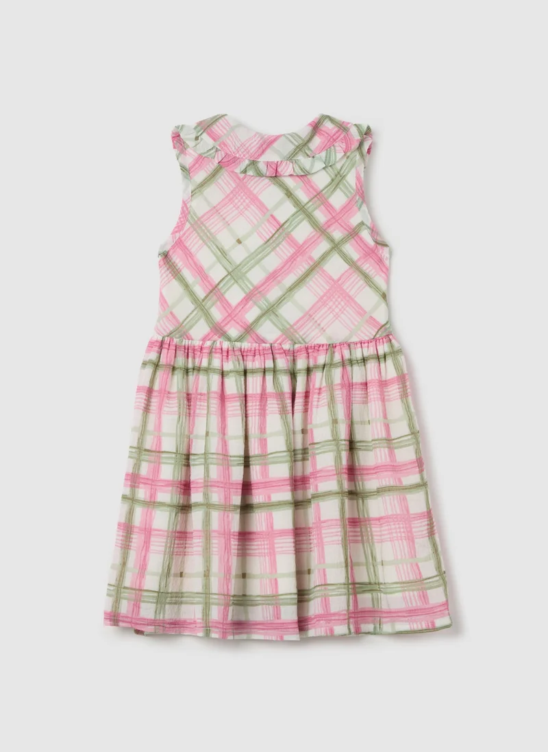 او في اس Sleeveless Dress With Check Pattern