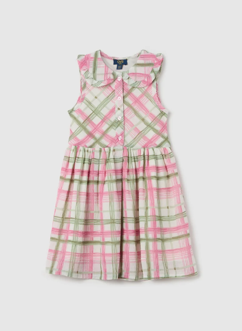 او في اس Sleeveless Dress With Check Pattern