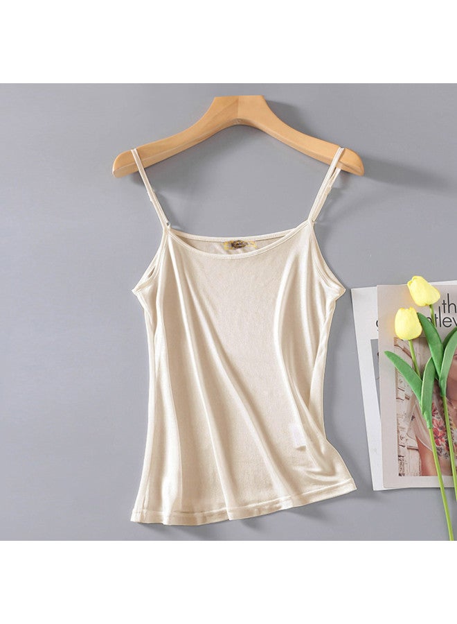 MEIBIAO 100% Mulberry Silk Knitted Camisole Versatile Silk Tank Top Spring Summer Blouse Silk Layering Top - Image 2