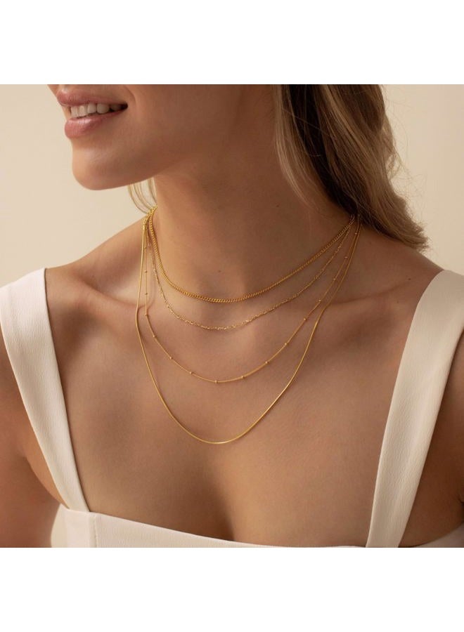 Krfy Gold Chain Necklace for Women Trendy - 925 Sterling Silver Clasp Dainty Choker Necklace 14K Gold Plated 14/16/18/20 inch Thin Simple Box Figaro Chain Herringbone Necklace Gold Jewelry for Women - Image 5
