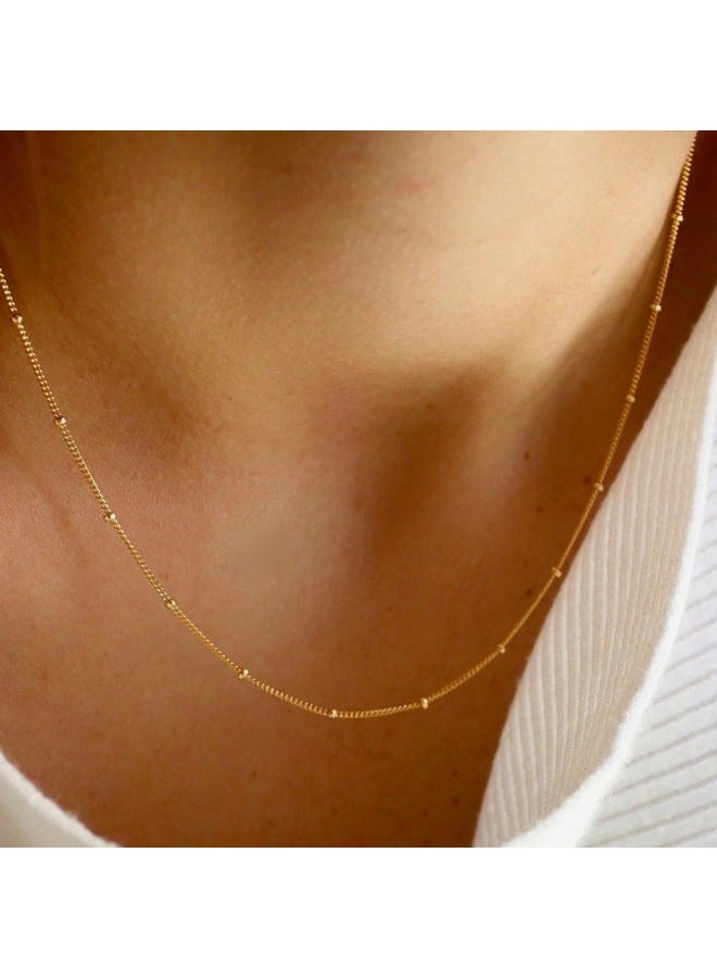 Krfy Gold Chain Necklace for Women Trendy - 925 Sterling Silver Clasp Dainty Choker Necklace 14K Gold Plated 14/16/18/20 inch Thin Simple Box Figaro Chain Herringbone Necklace Gold Jewelry for Women - Image 3