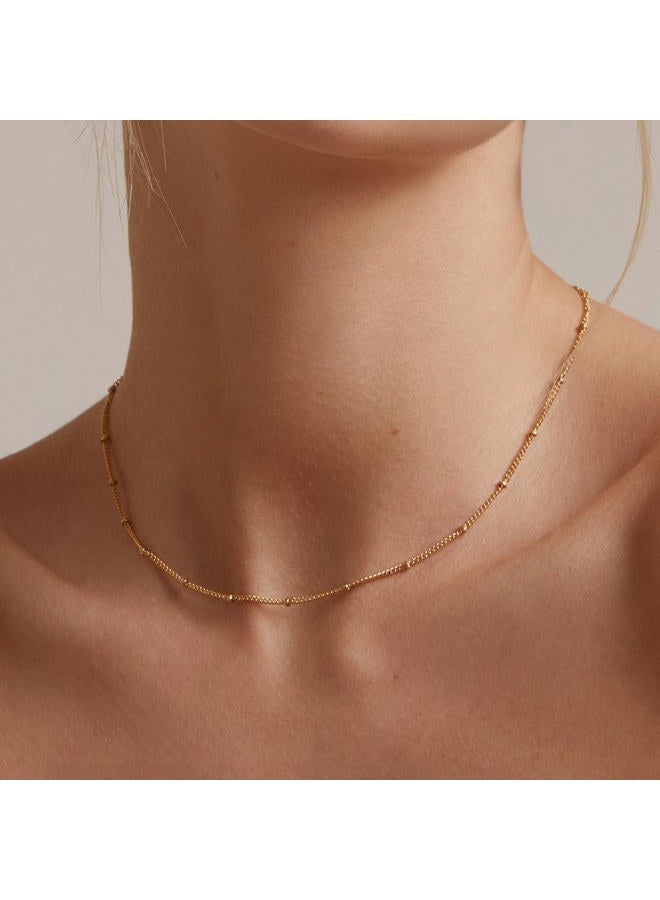 Krfy Gold Chain Necklace for Women Trendy - 925 Sterling Silver Clasp Dainty Choker Necklace 14K Gold Plated 14/16/18/20 inch Thin Simple Box Figaro Chain Herringbone Necklace Gold Jewelry for Women - Image 4