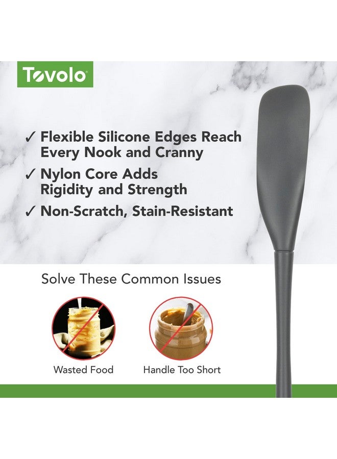 Tovolo Flex-Core Silicone Spatula Jar Scraper, Charcoal - Long-Handled Rubber Spatula with Angled Head for Scooping & Scraping - Heat-Resistant Spatulas for Kitchen Use, Dishwasher Safe & BPA-Free - Image 4