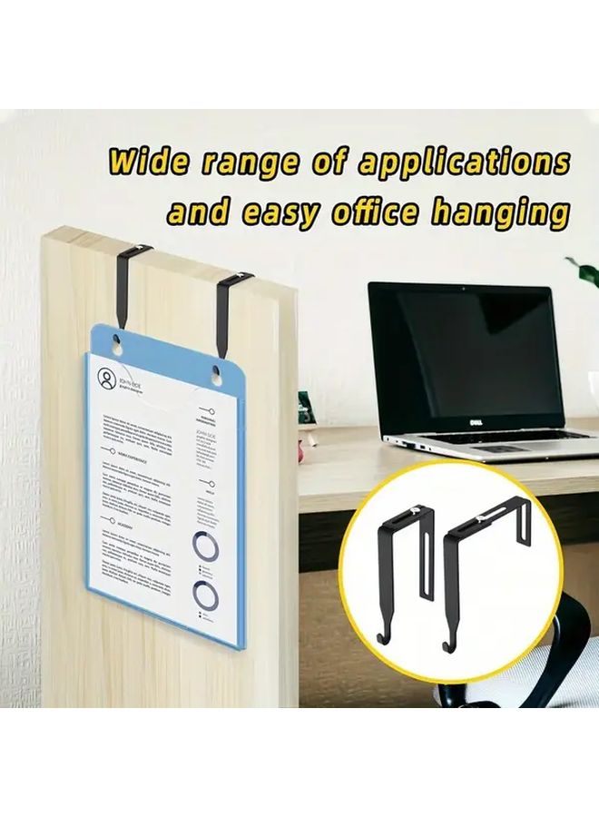3Pcs Black No Drill Door Mounted Metal Hooks Heavy Duty Adjustable Wall Hangers - Image 3
