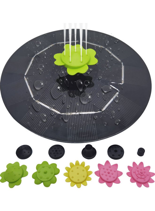 NIBEMINENT Solar Powered Water Fountain with 9-Piece Flower Nozzle Black 17.20*4.30*16.40cm - Image 1