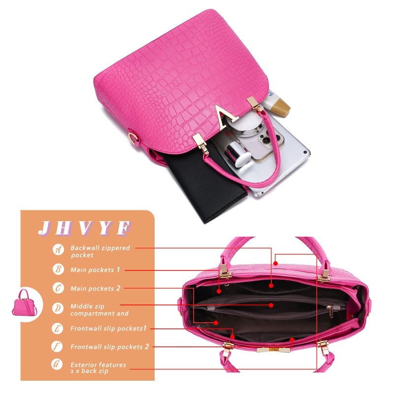 JHVYF women Crossbody Bags Tote Satchel Purse for Girls Fashion Shoulder Bags Hot pink purse - Image 4
