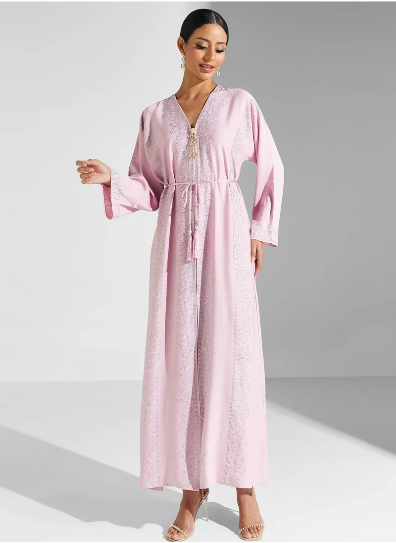 Khizana Shimmer Detail Abaya With Sheila