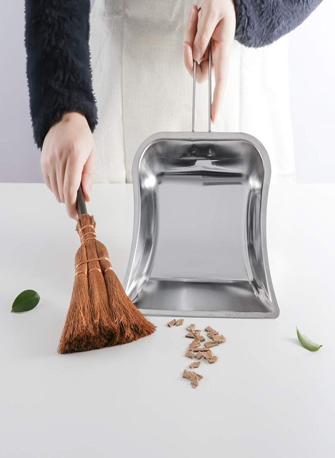 Namzi Small Metal Dustpan and Brush Set Heavy Duty Vintage Dust Pan Natural Handmade Broom Dust Shovel for Fireplace Garage Workshop Tabletop - Image 4