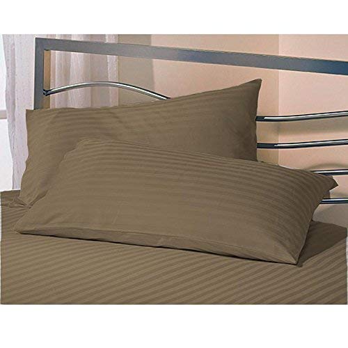 Daksh Sateen Stripe 300 TC Cotton Pillow Cover, 20 x 30 inch, Brown, 2 Pieces - Image 4