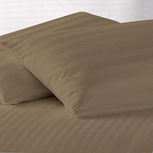 Daksh Sateen Stripe 300 TC Cotton Pillow Cover, 20 x 30 inch, Brown, 2 Pieces - Image 2