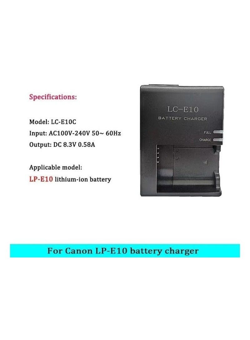 GUDOO LC-E10 Battery Charger for Canon LC-E10 LC-E10C LC-E10E Batteries for Canon EOS Rebel T7 T6 T5 T3 T100 4000D 3000D 2000D 1500D 1300D 1200D 1100D Cameras Battery Quick Chargers,with Power Supply Cord. - Image 2