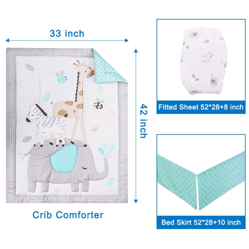 Wowelife Elephant Crib Bedding Set Gray, Premium 3-Piece Baby Bedding Set Elephant, Safari Newborn& Infant Nursery Bedding Set for Baby Boy, Gray - Image 3