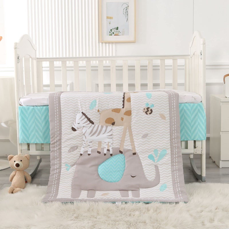 Wowelife Elephant Crib Bedding Set Gray, Premium 3-Piece Baby Bedding Set Elephant, Safari Newborn& Infant Nursery Bedding Set for Baby Boy, Gray - Image 2