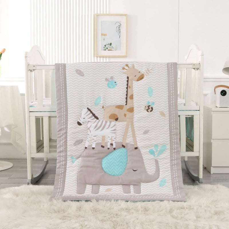 Wowelife Elephant Crib Bedding Set Gray, Premium 3-Piece Baby Bedding Set Elephant, Safari Newborn& Infant Nursery Bedding Set for Baby Boy, Gray - Image 1
