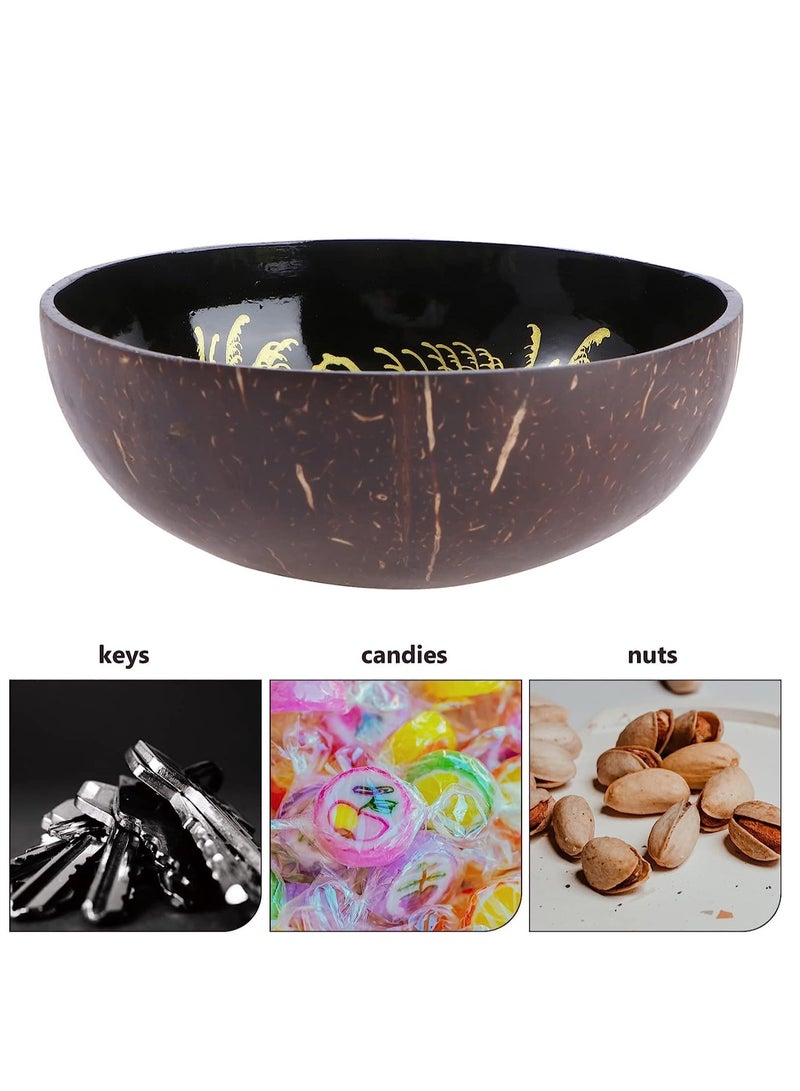 سيوسي Coconut Bowls, Natural Coconut Bowl Shell Bowls Key Bowl for Entryway Table Candy Container Nuts Holder Bowl for Decoration (Golden) - Image 4