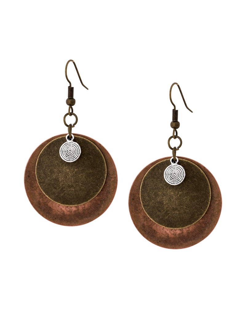 MINACHI Vintage Bohemian Antique Layered Circular Disc Dangle Drop Earrings, Boho Summer Jewelry Gift for Women - Image 1
