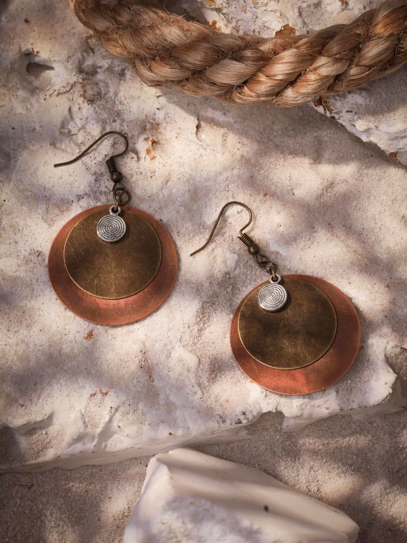 MINACHI Vintage Bohemian Antique Layered Circular Disc Dangle Drop Earrings, Boho Summer Jewelry Gift for Women - Image 3