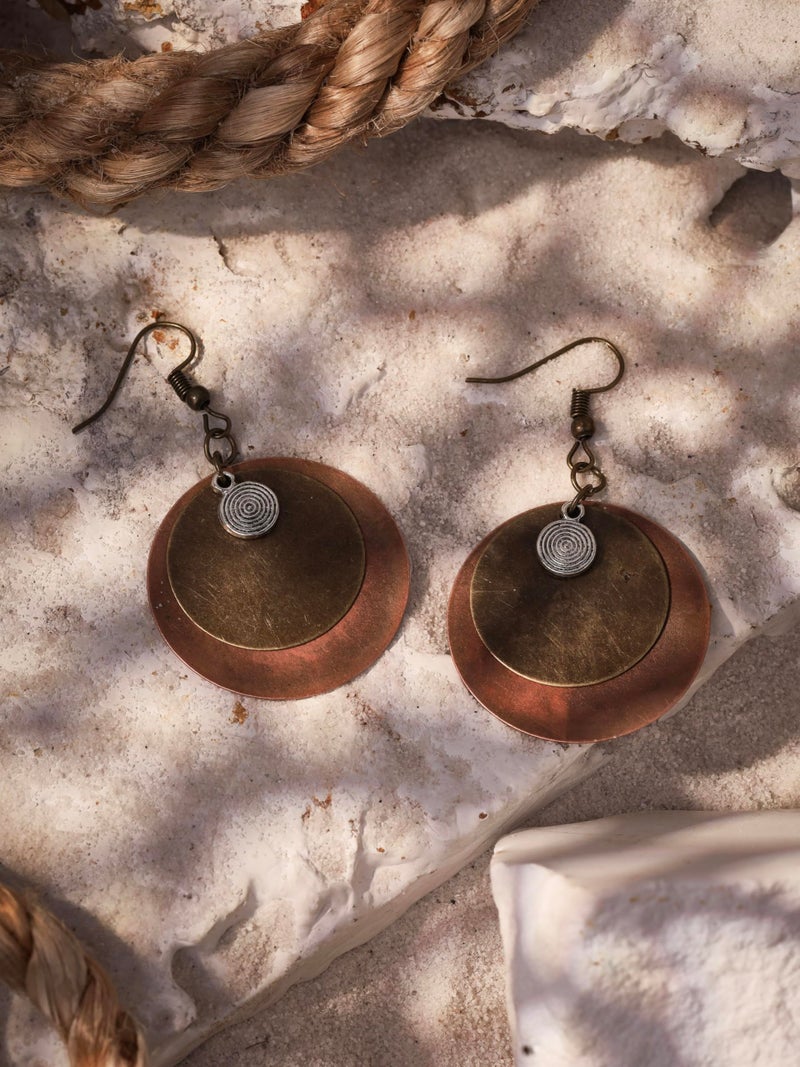 MINACHI Vintage Bohemian Antique Layered Circular Disc Dangle Drop Earrings, Boho Summer Jewelry Gift for Women - Image 4