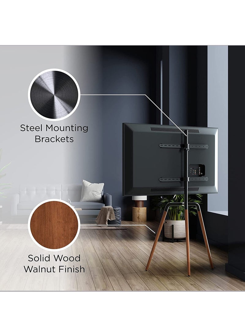 FlashHawk - Tripod TV Screen Stand for 45-65 Inch TVs, Portable Swivel TV Stand Mount, Height Adjustable, Concealed Cable Management, Max Load 40Kg - Black - Image 1