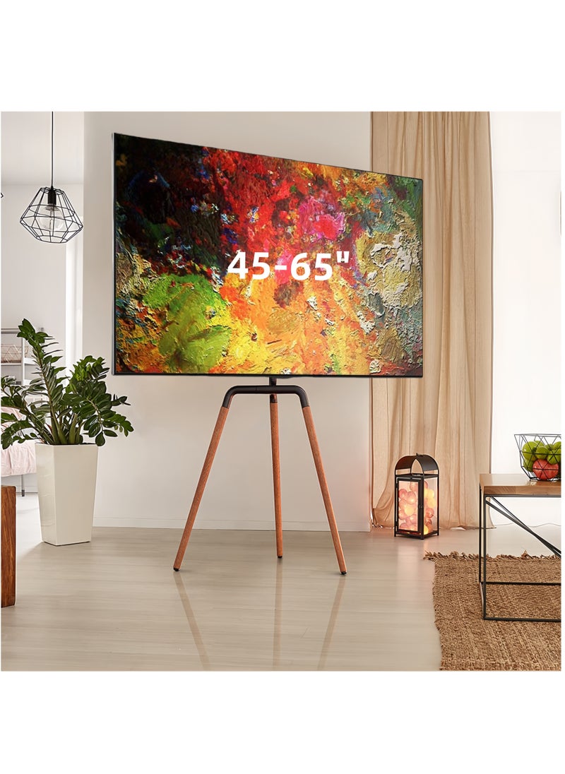 FlashHawk Tripod TV Screen Stand for 45-65 Inch TVs, Portable Swivel TV Stand Mount, Height Adjustable, Concealed Cable Management, Max Load 40Kg - Black  - Image 1
