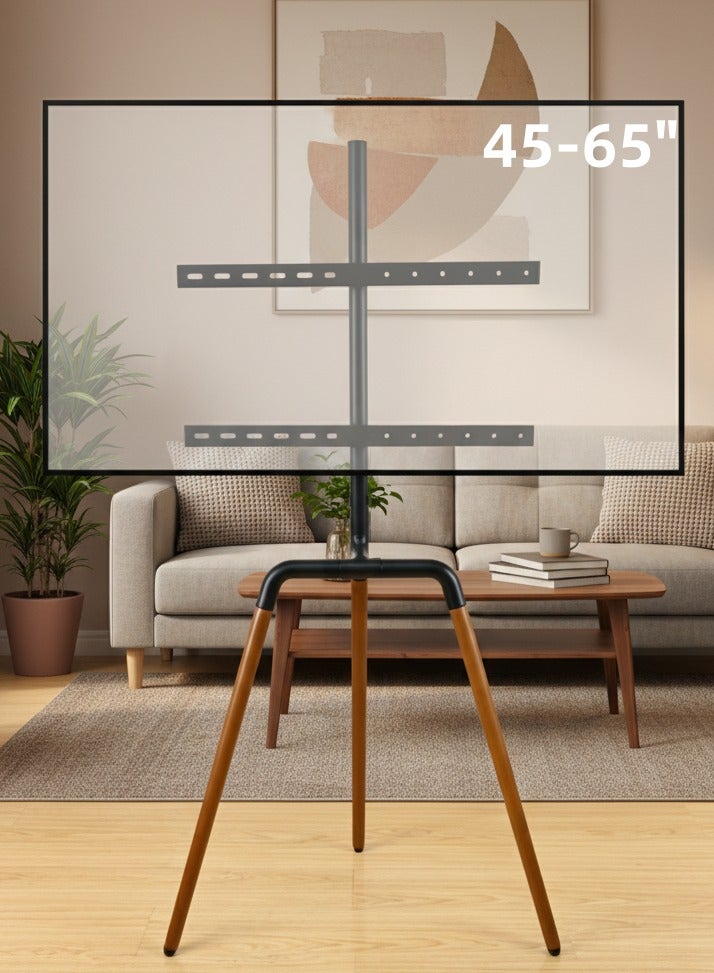 FlashHawk Tripod TV Screen Stand for 45-65 Inch TVs, Portable Swivel TV Stand Mount, Height Adjustable, Concealed Cable Management, Max Load 40Kg - Black - Image 1