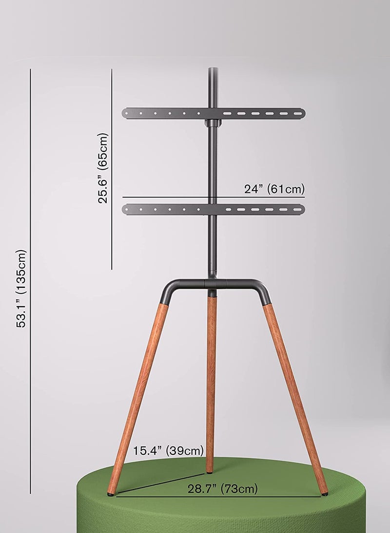 FlashHawk Tripod TV Screen Stand for 45-65 Inch TVs, Portable Swivel TV Stand Mount, Height Adjustable, Concealed Cable Management, Max Load 40Kg - Black - Image 5