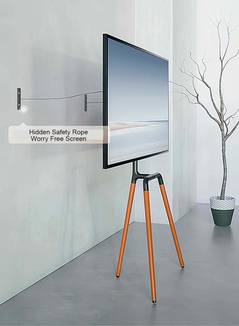 FlashHawk Tripod TV Screen Stand for 45-65 Inch TVs, Portable Swivel TV Stand Mount, Height Adjustable, Concealed Cable Management, Max Load 40Kg - Black - Image 4