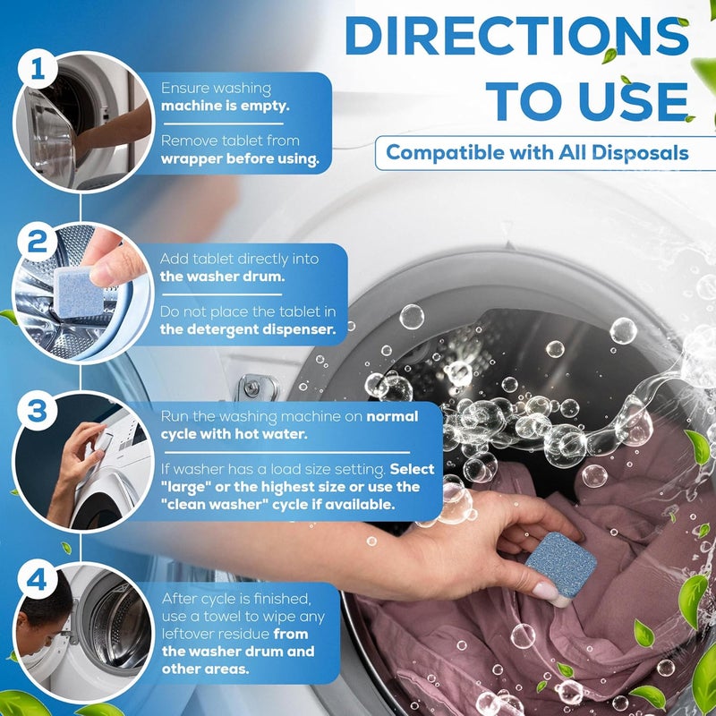 Washing Machine Cleaner Descaler Deep Cleaning Tablets For HE Front Loader & ... - Image 3