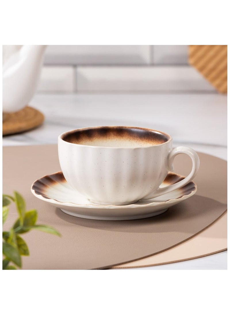 Generic - Stylish ceramic mug with modern design - beige with dark brown overlap, perfect for use - Image 1