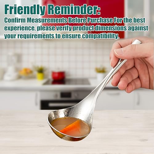 Wenkoni Small Ladle,Sauce,Gravy Soup Spoon 1 Pack Hollow handle SUS 304 Stainless Steel 8‘’ Ladle (Color:Silver). - Image 3
