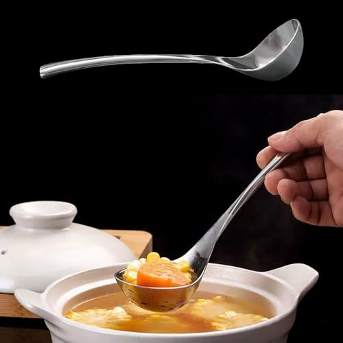 Wenkoni Small Ladle,Sauce,Gravy Soup Spoon 1 Pack Hollow handle SUS 304 Stainless Steel 8‘’ Ladle (Color:Silver). - Image 4
