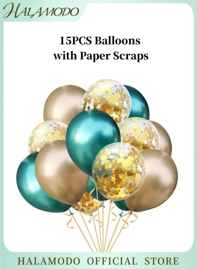 15PCS Balloons with Paper Scraps Party Decorations 12 inch Balloons for Wedding Anniversary Birthday Baby Shower Holidays Engagement - Image 1