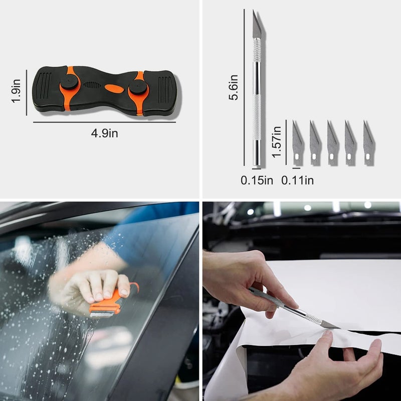 YXGOOD 8 Pcs Car Window Tint Application Kit, Vehicle Glass Protective Film Installing Tool Car Window Film Squeegee Automotive Film Scrapers Window Tint Tools - Image 5