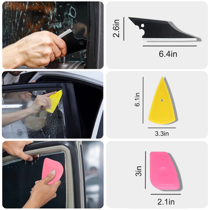 YXGOOD 8 Pcs Car Window Tint Application Kit, Vehicle Glass Protective Film Installing Tool Car Window Film Squeegee Automotive Film Scrapers Window Tint Tools - Image 4