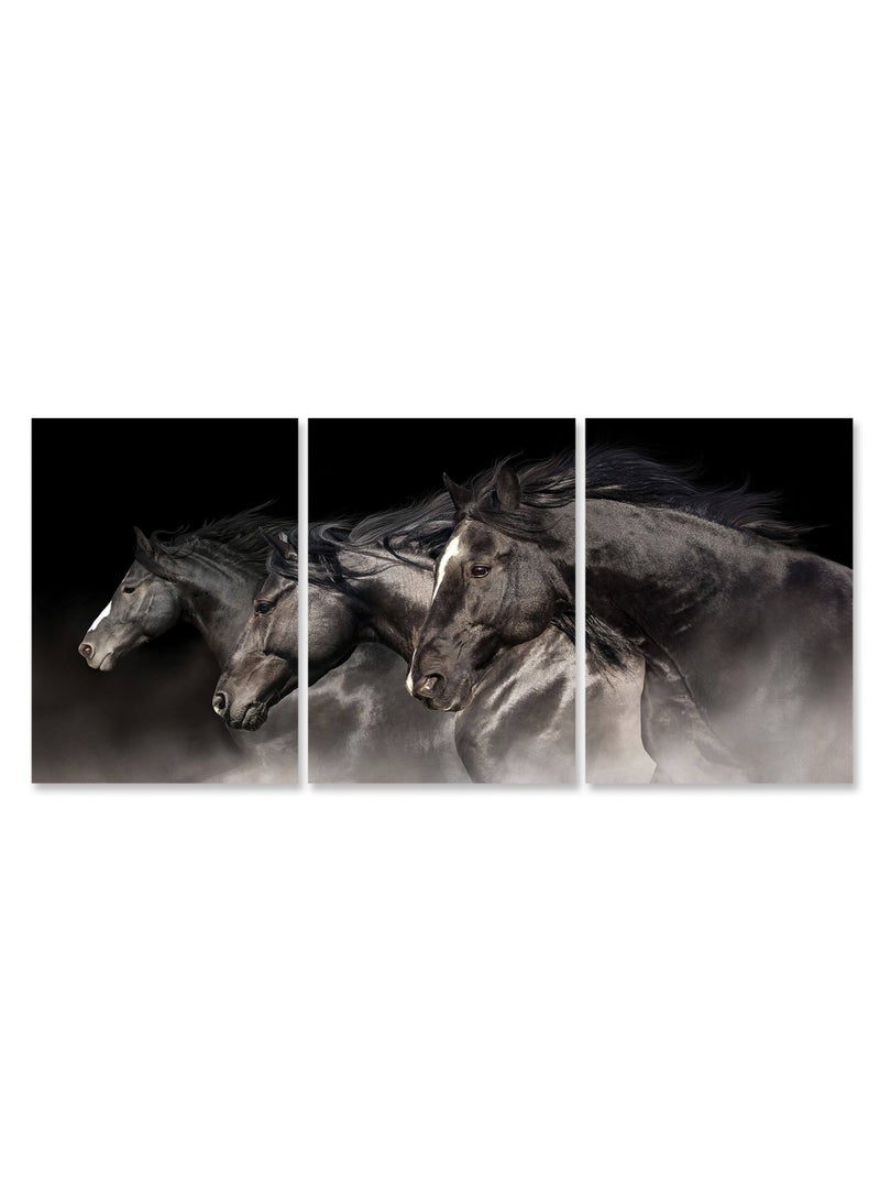 ماركتنا طقم من ثلاث لوحات كانفس على إطار خشبي بتصميم حصان - Image 2
