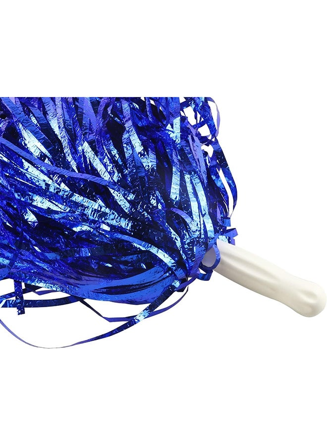 6 Pack Cheerleading Pom Poms with Handle Cheerleader Pompoms Metallic Foil Pompoms for Sports Team Spirit Cheering Party Dance(Blue)  - Image 3