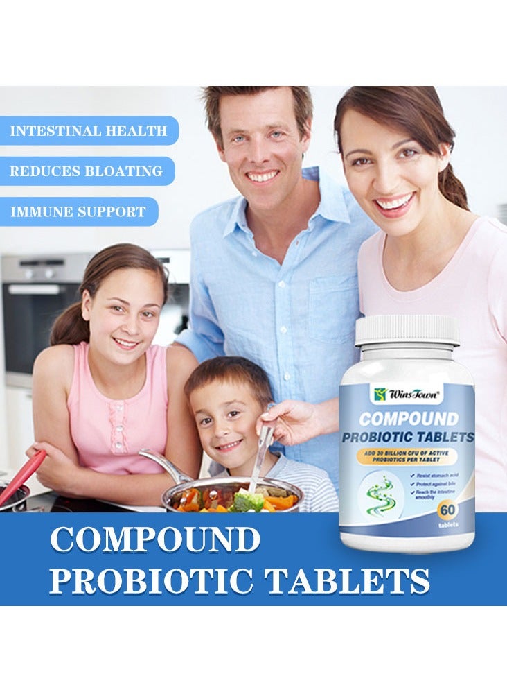 Wins Town Compound Probiotic Tablets - 60 Tablets per Bottle with 30 Billion Active Probiotics  - Image 2