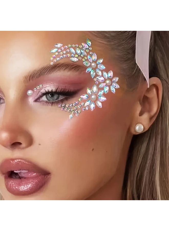 Sparkling Rhinestone Face Jewel Sticker Round ABS Material For Festival Cosplay - Image 2
