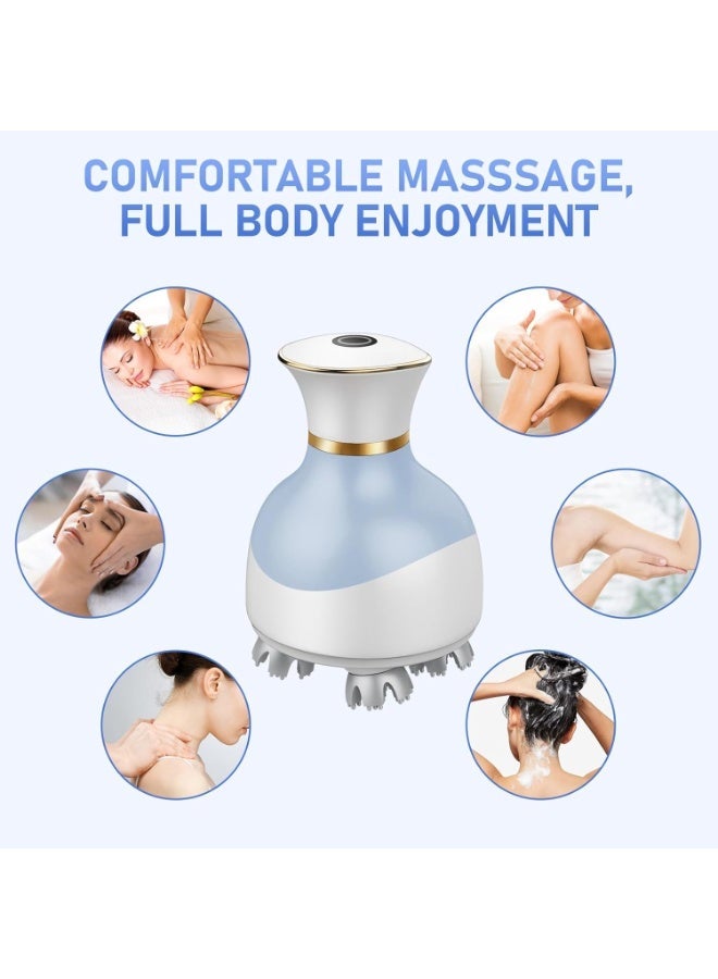 جهاز تدليك كهربائي ثلاثي الأبعاد قابل لإعادة الشحن للرأس والجسم B27 لفروة الرأس والرقبة والجسم بالكامل - لتخفيف الصداع، وإرخاء العضلات، وتحسين الدورة الدموية مع رؤوس تدليك من السيليكون وقاعدة شحن مغناطيسية - Image 3