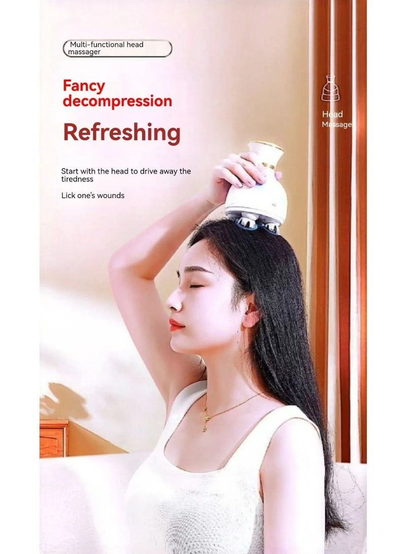 جهاز تدليك كهربائي ثلاثي الأبعاد قابل لإعادة الشحن للرأس والجسم B27 لفروة الرأس والرقبة والجسم بالكامل - لتخفيف الصداع، وإرخاء العضلات، وتحسين الدورة الدموية مع رؤوس تدليك من السيليكون وقاعدة شحن مغناطيسية - Image 4