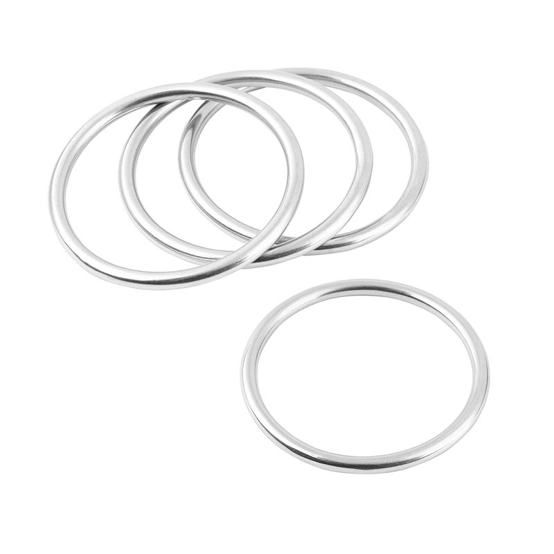 Abimars 3" Seamless Metal O Ring, 4 Pack 304 Stainless Steel Rings Load 440lbs, Solid, Heavy Duty Multi-Purpose Metal O-Ring for Macrame,Dog Leashes - Image 4