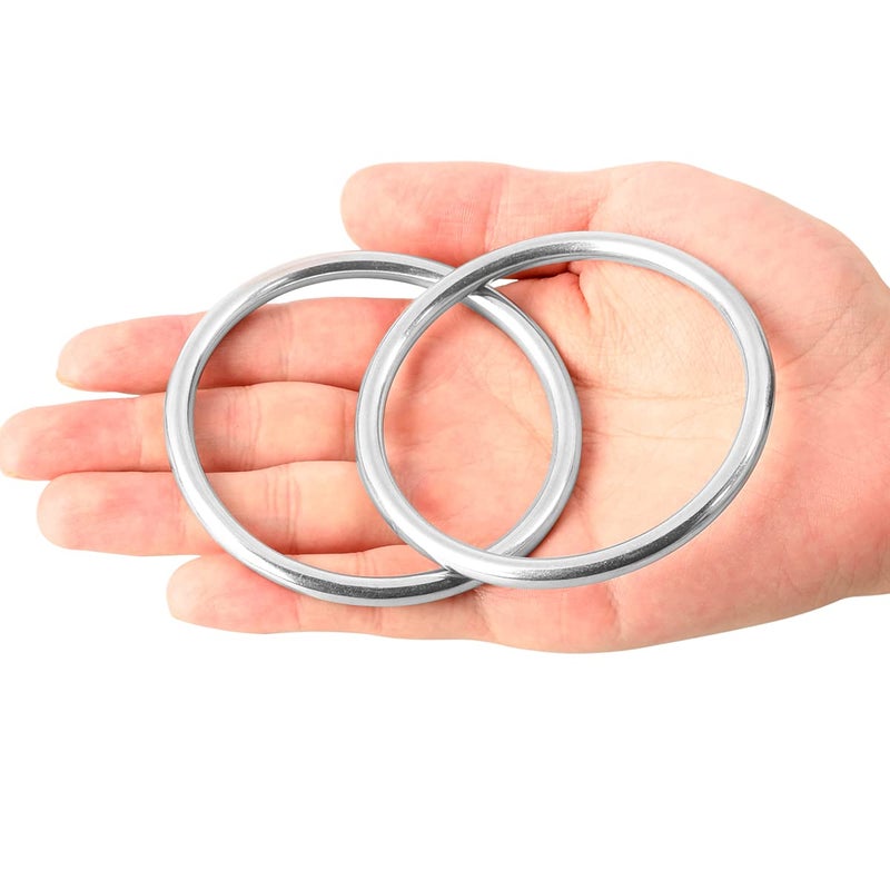 Abimars 3" Seamless Metal O Ring, 4 Pack 304 Stainless Steel Rings Load 440lbs, Solid, Heavy Duty Multi-Purpose Metal O-Ring for Macrame,Dog Leashes - Image 3