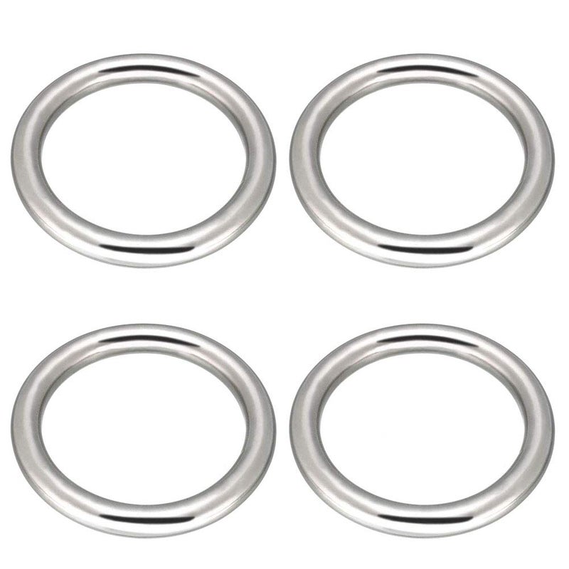 Abimars 3" Seamless Metal O Ring, 4 Pack 304 Stainless Steel Rings Load 440lbs, Solid, Heavy Duty Multi-Purpose Metal O-Ring for Macrame,Dog Leashes - Image 1