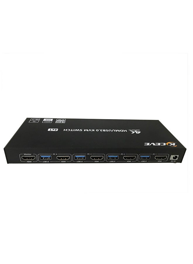 KCEVE - KVM Switch 2 Monitors 2/4 Computers Compatible USB3.0/HDMI 2.0 Allows 2 (or 4) groups of HD video source and USB interface device switch freely - Image 1