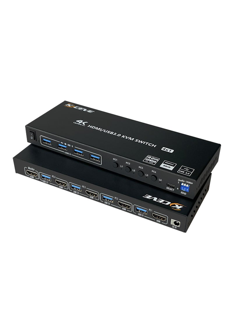 KCEVE - KVM Switch 2 Monitors 2/4 Computers Compatible USB3.0/HDMI 2.0 Allows 2 (or 4) groups of HD video source and USB interface device switch freely - Image 1