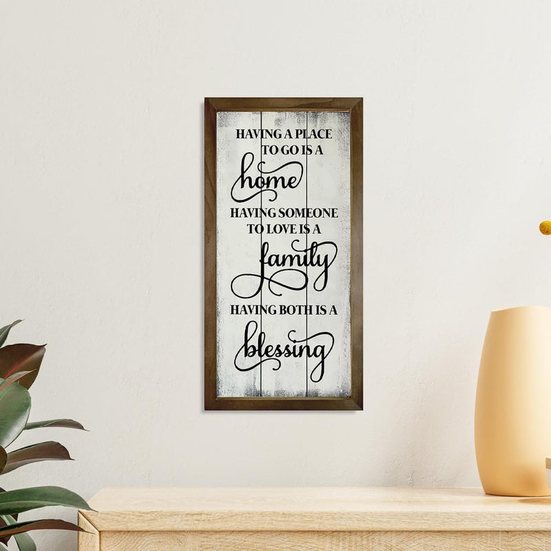 EDCTO Warm Home Decors, Wood Rustic Hanging Signs, Living Room Decor, Family Room Signs, Wooden Framed Wall Decor, Housewarming Gift, Having A Place to Go is A Home Sign 15Ã—7.5Ã—0.3 inches - Image 4