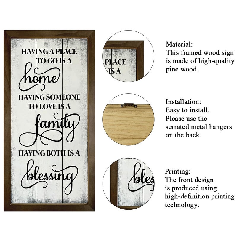 EDCTO Warm Home Decors, Wood Rustic Hanging Signs, Living Room Decor, Family Room Signs, Wooden Framed Wall Decor, Housewarming Gift, Having A Place to Go is A Home Sign 15Ã—7.5Ã—0.3 inches - Image 3