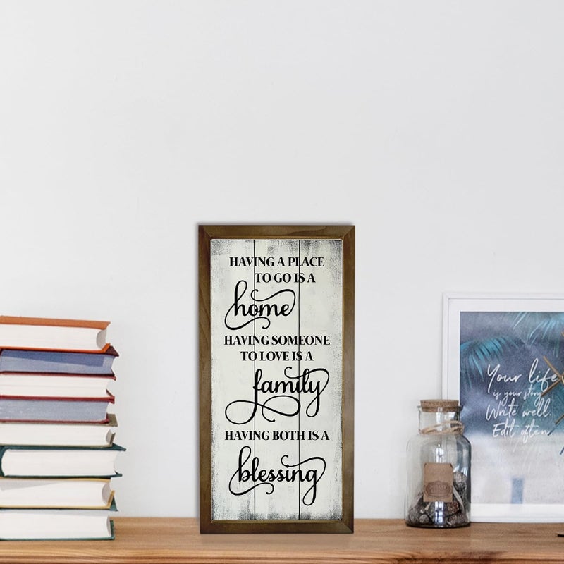 EDCTO Warm Home Decors, Wood Rustic Hanging Signs, Living Room Decor, Family Room Signs, Wooden Framed Wall Decor, Housewarming Gift, Having A Place to Go is A Home Sign 15Ã—7.5Ã—0.3 inches - Image 5