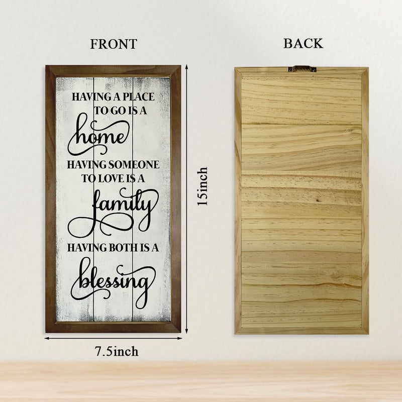 EDCTO Warm Home Decors, Wood Rustic Hanging Signs, Living Room Decor, Family Room Signs, Wooden Framed Wall Decor, Housewarming Gift, Having A Place to Go is A Home Sign 15Ã—7.5Ã—0.3 inches - Image 2